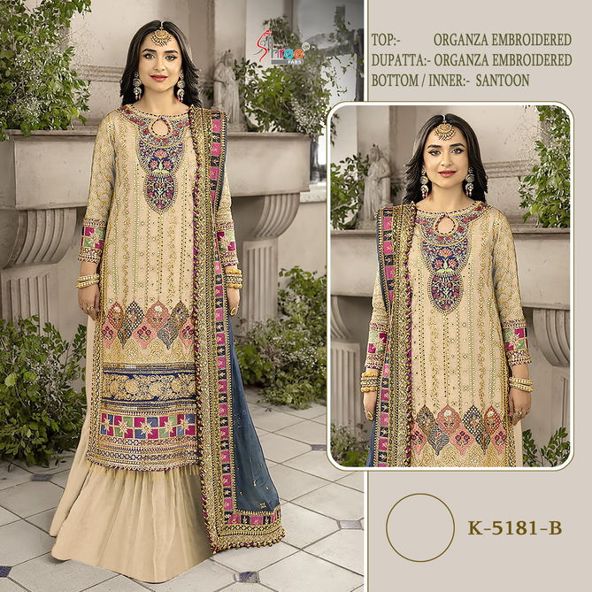 Shree K 5181 Organza Embroidered Pakistani Suits Wholesale Market In Surat
